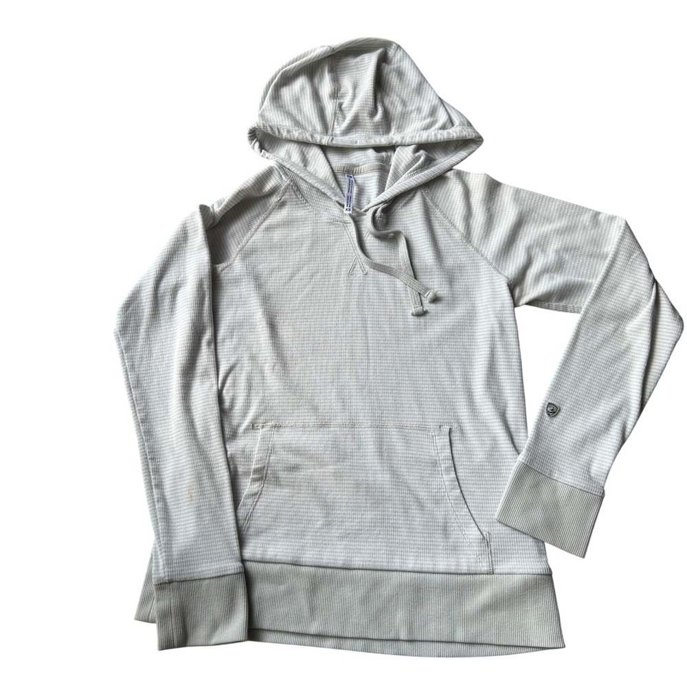 KUHL Hoodie XS Gray Striped Waffle Knit Lightweight Pullover